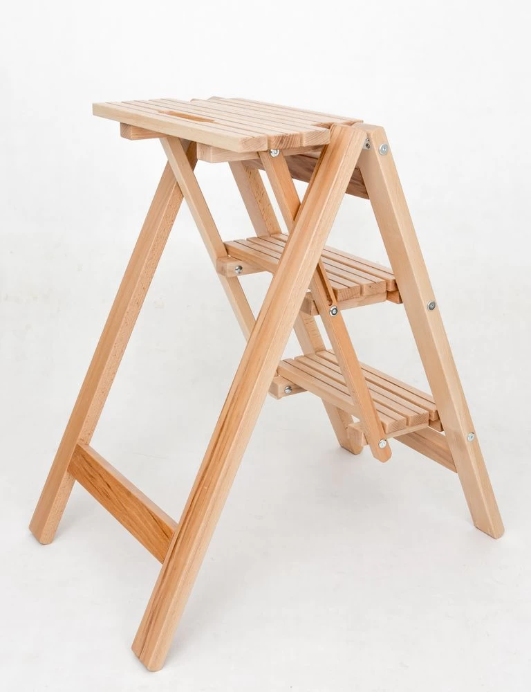 Стремянка-табурет деревянная с широкими ступенями Hoz-Block Микки 3 ступени Светлая (арт. СДМТ-3С) от магазина ЛесКонПром.ру