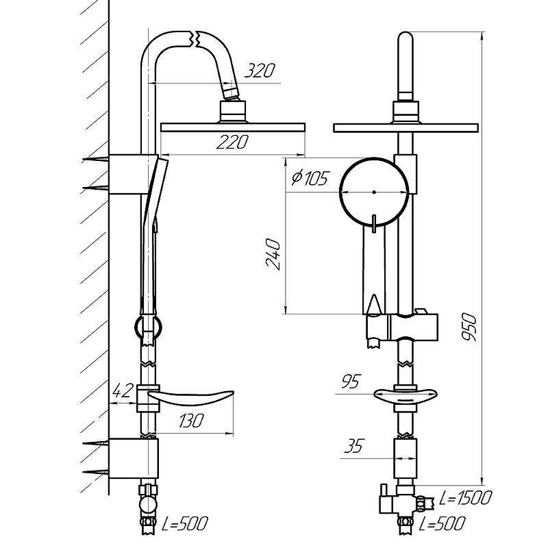 Душевая система Сантаком StOmega 1010 Хром от магазина ЛесКонПром.ру