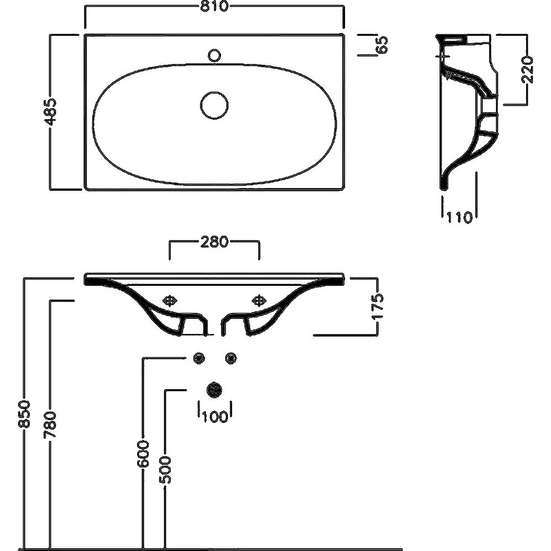 Раковина Hatria Le Fiabe 81 Y1AB01 Белая от магазина ЛесКонПром.ру