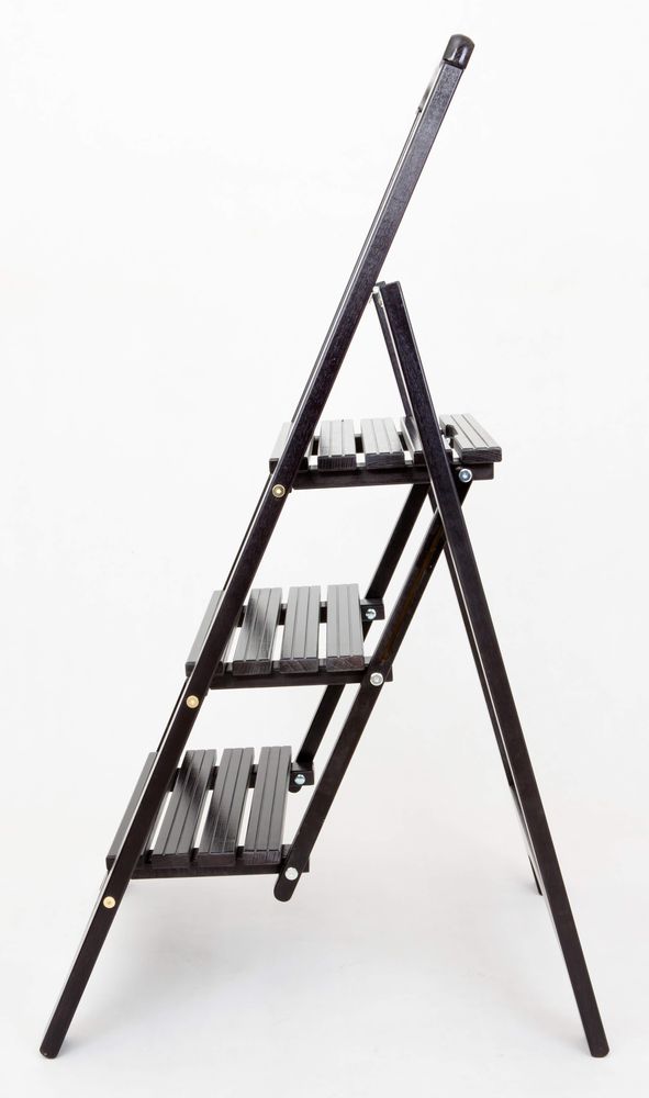 Стремянка деревянная с широкими ступенями Hoz-Block Микки 3 ступени Черная (арт. СДМ-3Ч) от магазина ЛесКонПром.ру