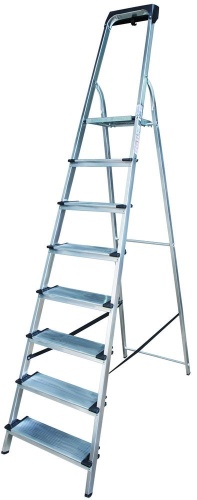 Стремянка алюминиевая с широкой ступенью и органайзером Новая Высота 8 ступеней (арт. 1118108) от магазина ЛесКонПром.ру