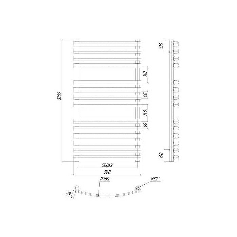 Водяной полотенцесушитель Ravak Elegance 50х100 X04000083676 Хром от магазина ЛесКонПром.ру