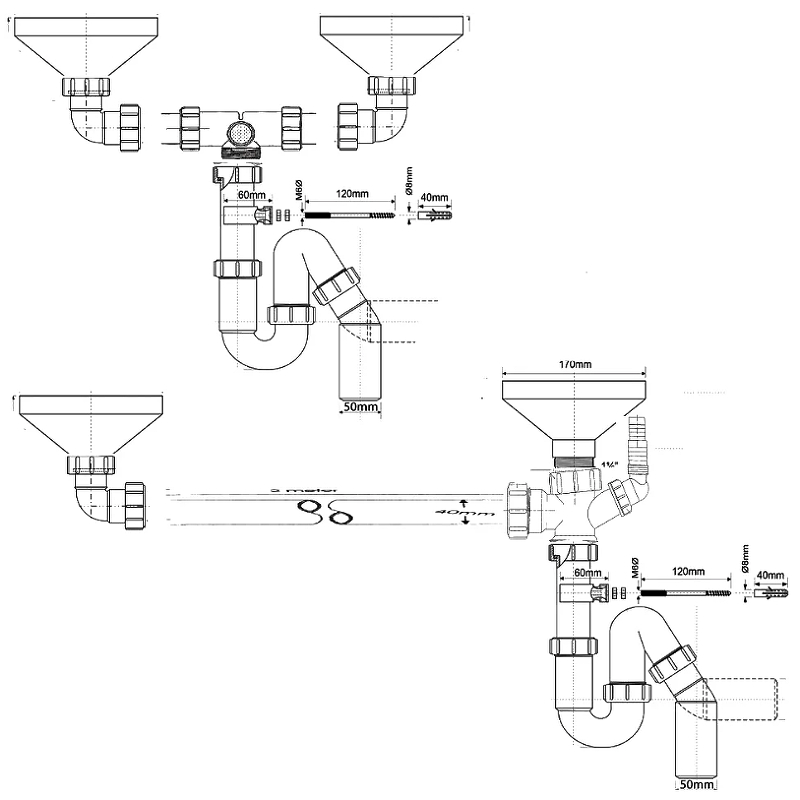 Сифон для кухонной мойки McAlpine HC8-FUN Белый от магазина ЛесКонПром.ру