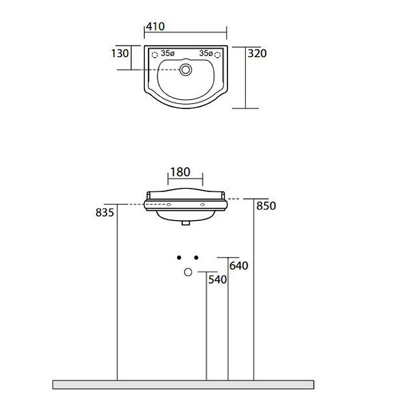 Раковина Kerasan Retro 41 103301*1 dx Белая от магазина ЛесКонПром.ру