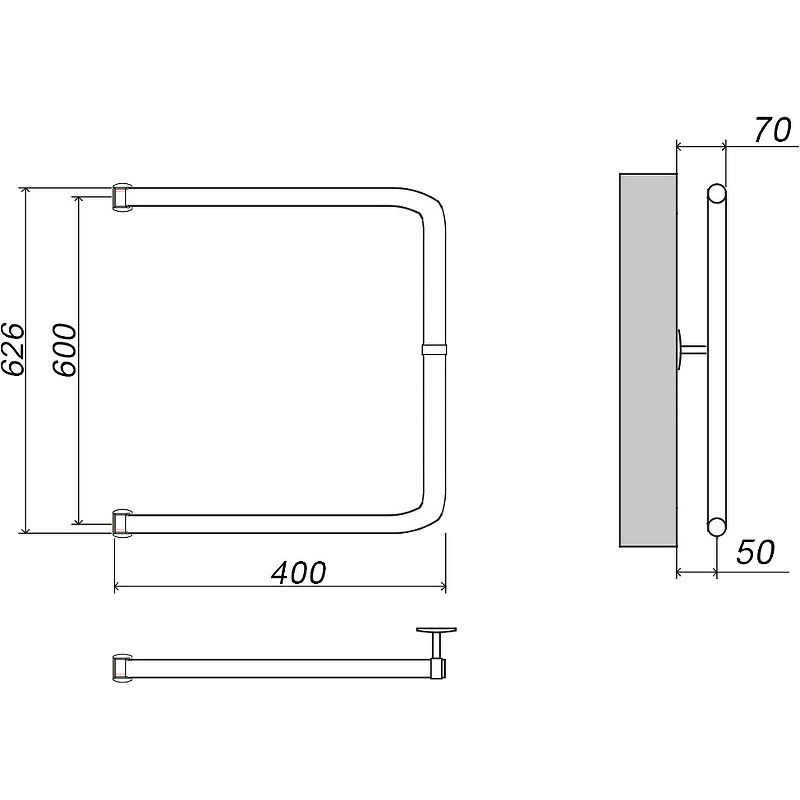 Водяной полотенцесушитель Grota Modesto 60х40 Хром от магазина ЛесКонПром.ру