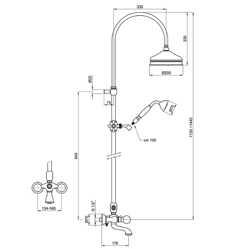 Душевая система Webert Karenina KA721208065 Бронза от магазина ЛесКонПром.ру