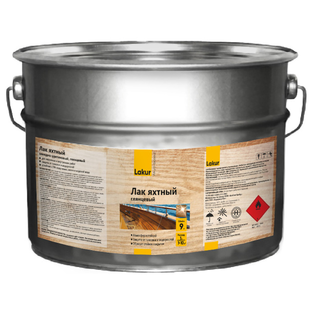 Лак яхтный алкидно-уретановый Lakur глянцевый 9 л от магазина ЛесКонПром.ру