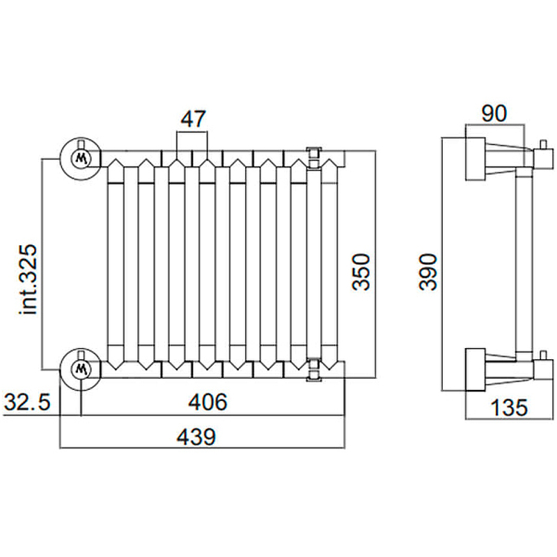 Водяной полотенцесушитель Margaroli Sole 480S08CR Хром от магазина ЛесКонПром.ру