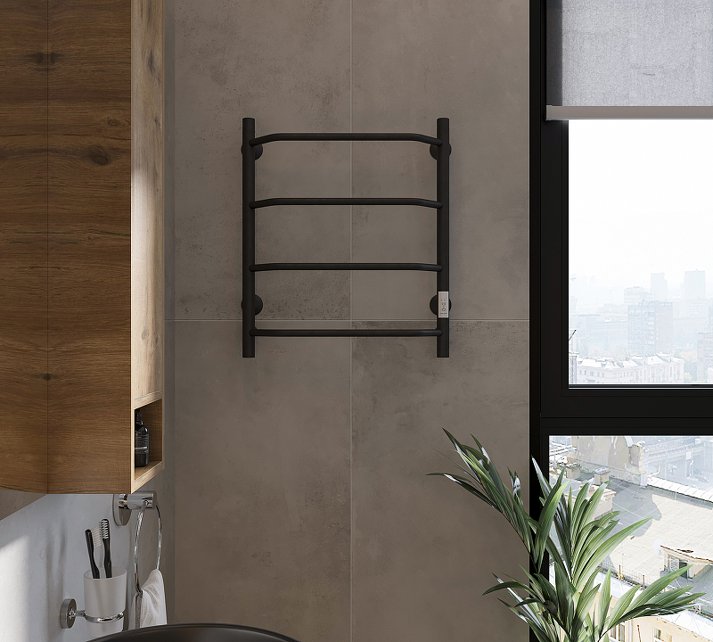 Электрический полотенцесушитель EWRIKA Сафо БР1 60х50 E Черный от магазина ЛесКонПром.ру