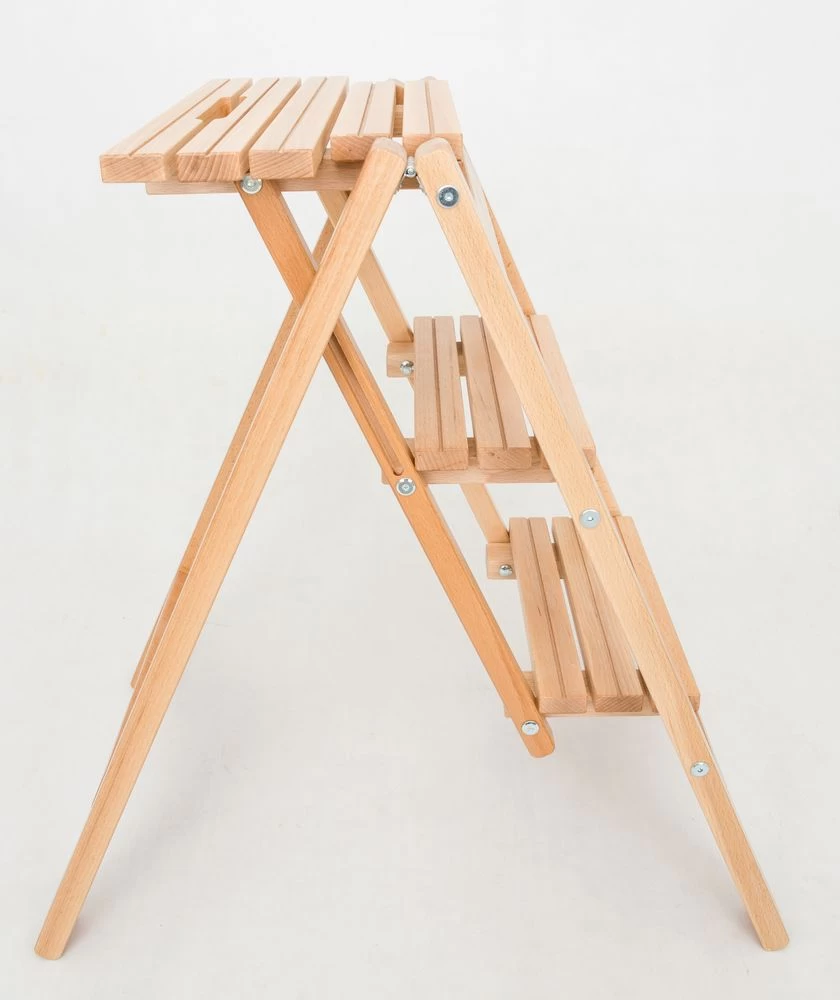 Стремянка-табурет деревянная с широкими ступенями Hoz-Block Микки 3 ступени Светлая (арт. СДМТ-3С) от магазина ЛесКонПром.ру