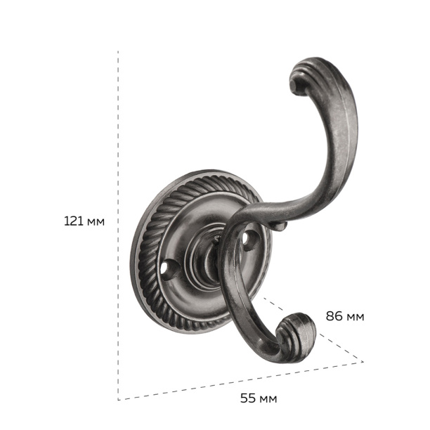 Крючок мебельный KERRON 0280 старинный черненый цинк от магазина ЛесКонПром.ру