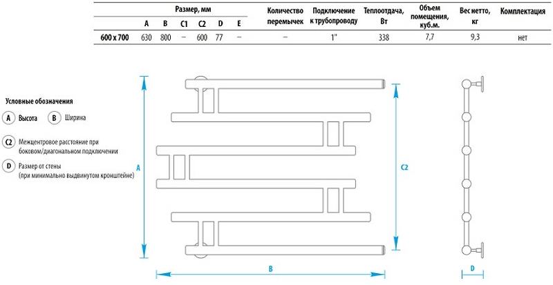Водяной полотенцесушитель Energy Modern 600x700 EWTRMODRN0607000000 Хром от магазина ЛесКонПром.ру