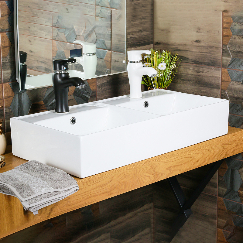 Раковина Melana 83 MLN-7063BDB двойная Белая от магазина ЛесКонПром.ру