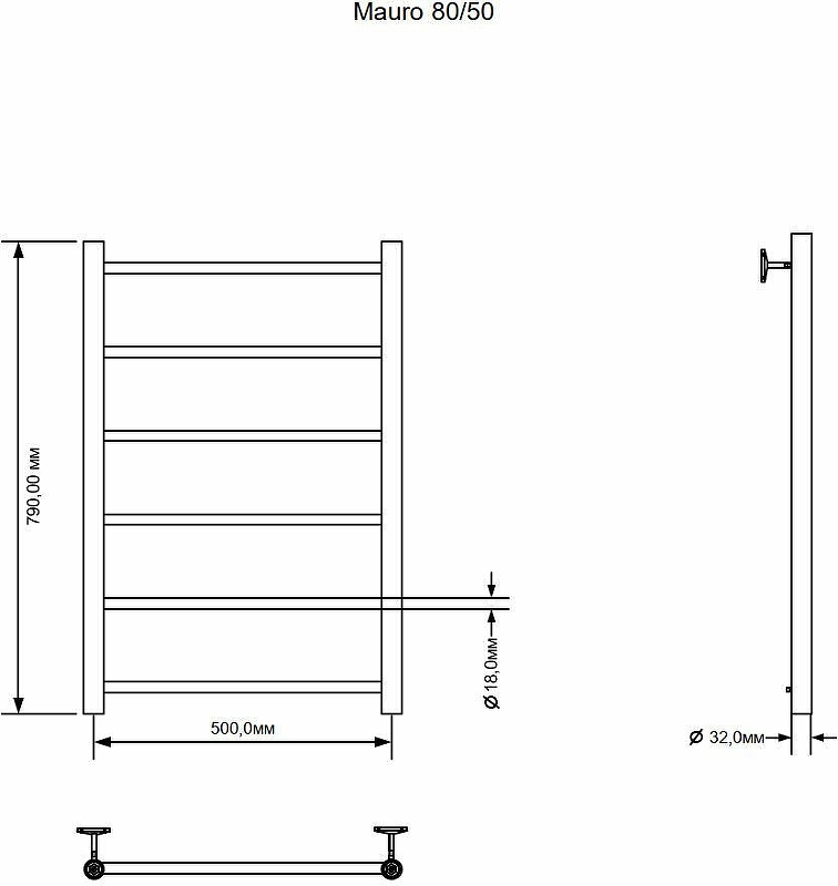 Водяной полотенцесушитель Aquanet Mauro 80x50 282317 Хром от магазина ЛесКонПром.ру