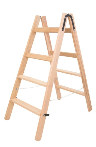 Стремянка двухсторонняя деревянная со ступенями и перекладинами Hoz-Block Альпинист 2х5 ступеней (арт. СДДА-5) от магазина ЛесКонПром.ру