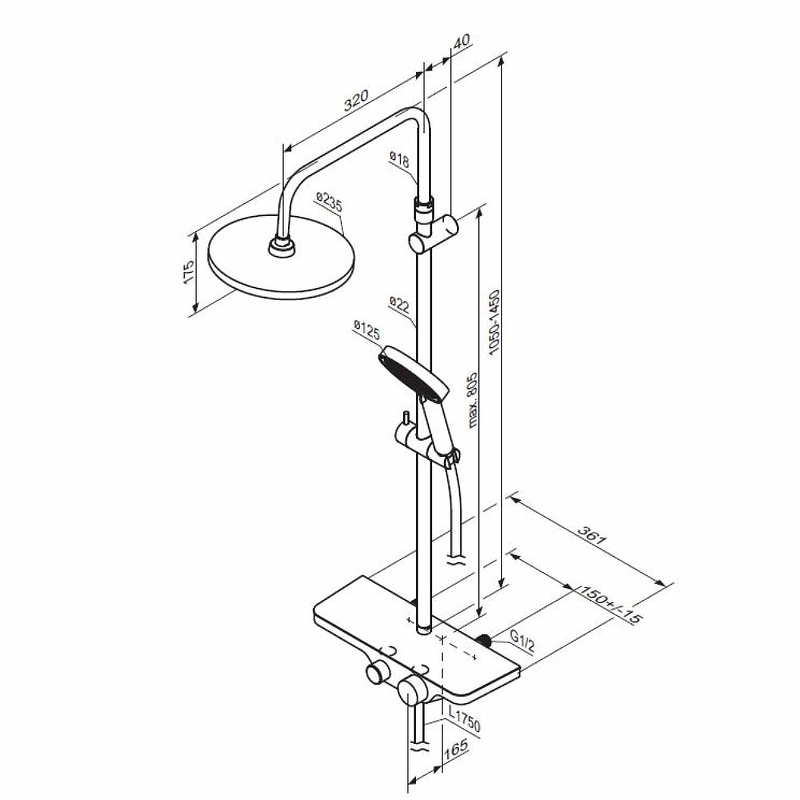 Душевая система Damixa Apollo 947730000 Хром от магазина ЛесКонПром.ру