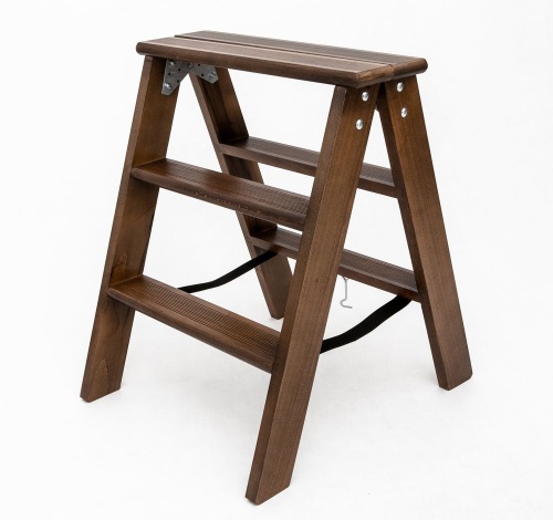 Стремянка двухсторонняя деревянная Hoz-Block Марк 3 ступени Черная (арт. ДДС-3Ч) от магазина ЛесКонПром.ру