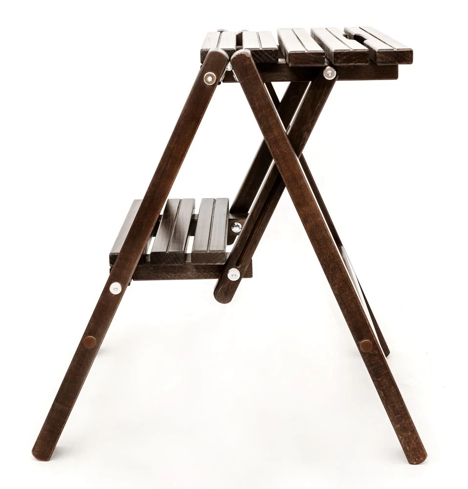 Стремянка-табурет деревянная с широкими ступенями Hoz-Block Микки 2 ступени Черная (арт. СДМТ-2Ч) от магазина ЛесКонПром.ру