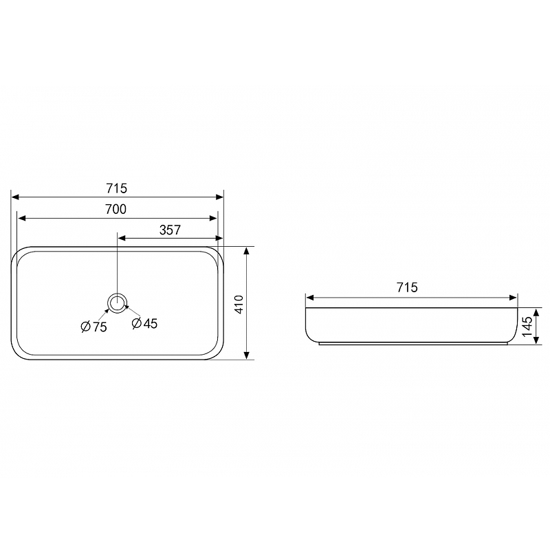 Раковина-чаша Abber Rechteck 71 AC2210MG Серая матовая от магазина ЛесКонПром.ру