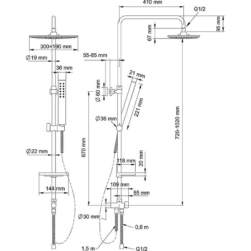 Душевая система Swedbe Calypso 5071 Хром от магазина ЛесКонПром.ру