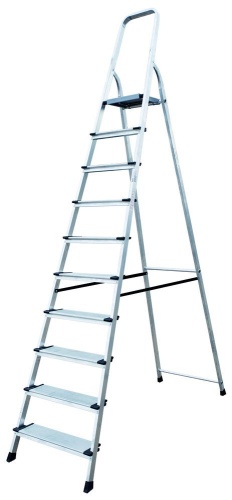 Стремянка алюминиевая с широкой ступенью Новая Высота 10 ступеней (арт. 2117110) от магазина ЛесКонПром.ру