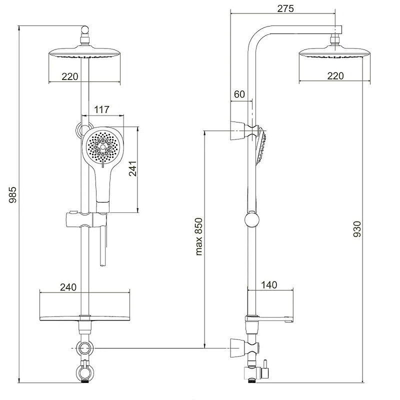 Душевая система Сантаком StOmega 1742 Хром от магазина ЛесКонПром.ру