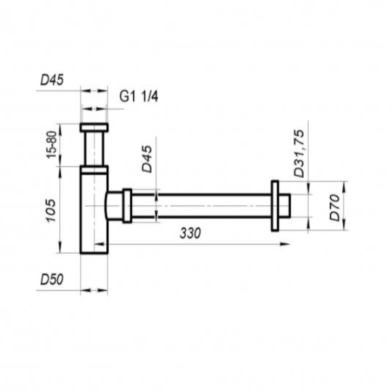 Сифон для раковины BelBagno BB-SMQ2-01 Хром от магазина ЛесКонПром.ру