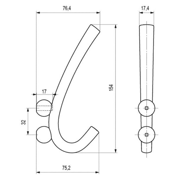 Крючок мебельный K-006 020 дуб от магазина ЛесКонПром.ру