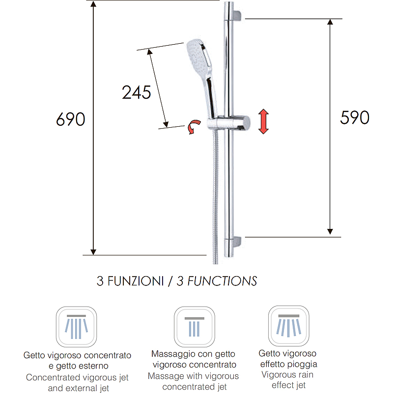 Душевой гарнитур Remer 315R318CP Хром от магазина ЛесКонПром.ру