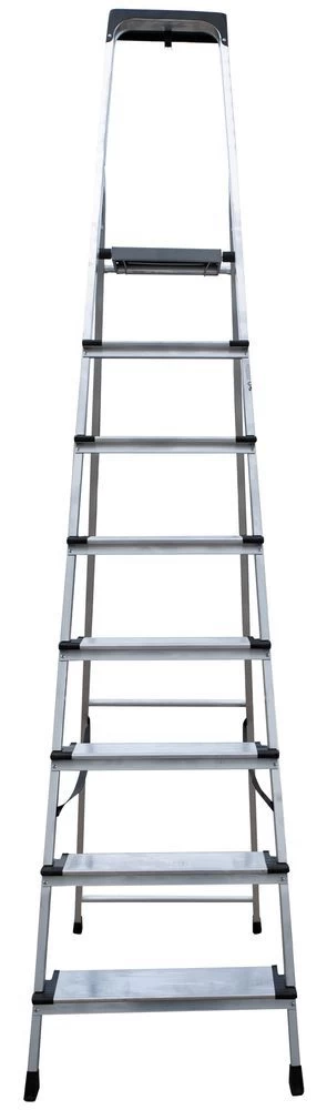 Стремянка алюминиевая с широкой ступенью и органайзером Новая Высота 8 ступеней (арт. 2118108) от магазина ЛесКонПром.ру