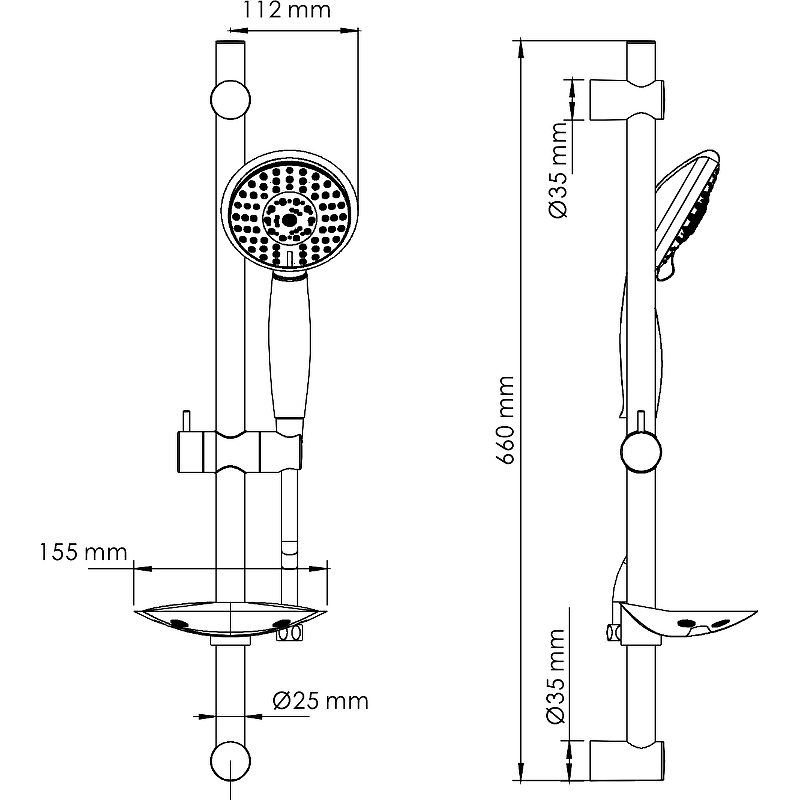 Душевой гарнитур WasserKRAFT A004 Хром от магазина ЛесКонПром.ру