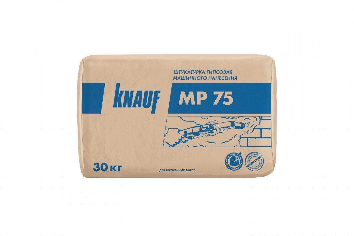 Штукатурка гипсовая Knauf МП-75 машинного нанесения 30 кг серый от магазина ЛесКонПром.ру