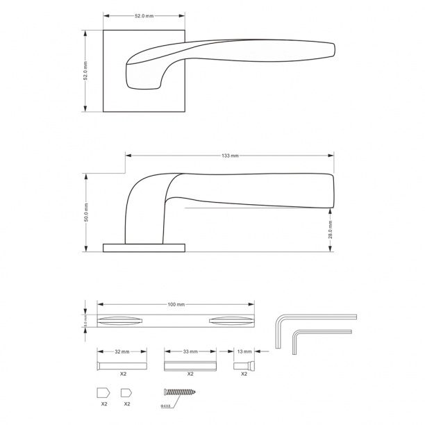 Ручки дверные NEODECO Chamomile EN никель от магазина ЛесКонПром.ру