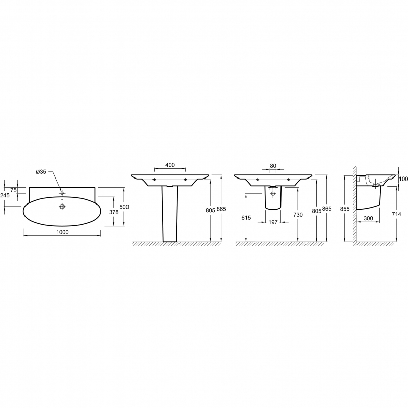 Раковина Jacob Delafon Presquile 100 E4436-00 Белый от магазина ЛесКонПром.ру