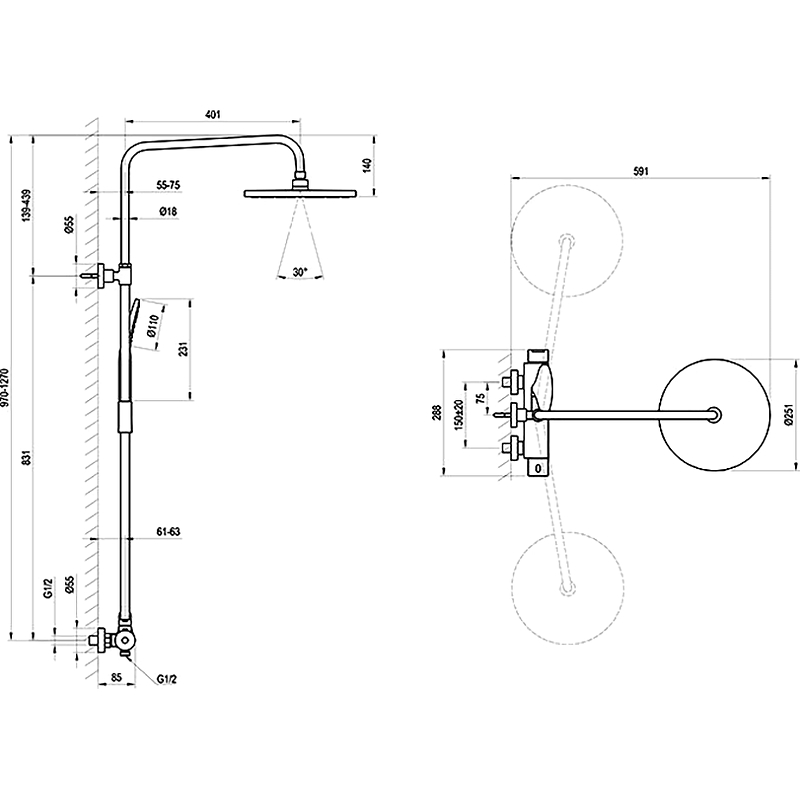 Душевая система Ravak DS X07P643 Хром от магазина ЛесКонПром.ру