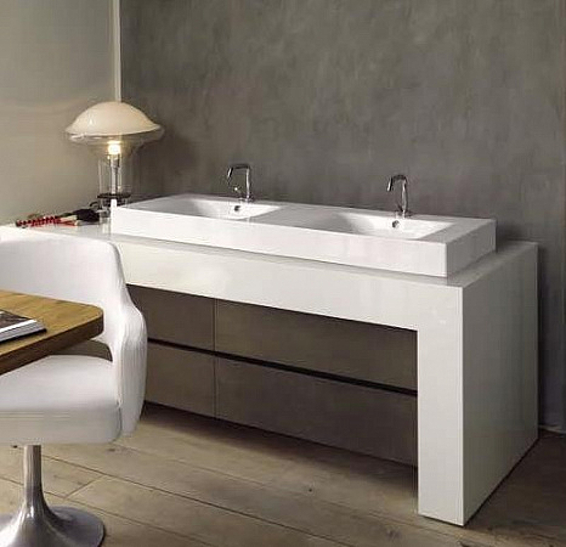 Раковина Kerasan Cento 140 353601*1 двойная Белая от магазина ЛесКонПром.ру