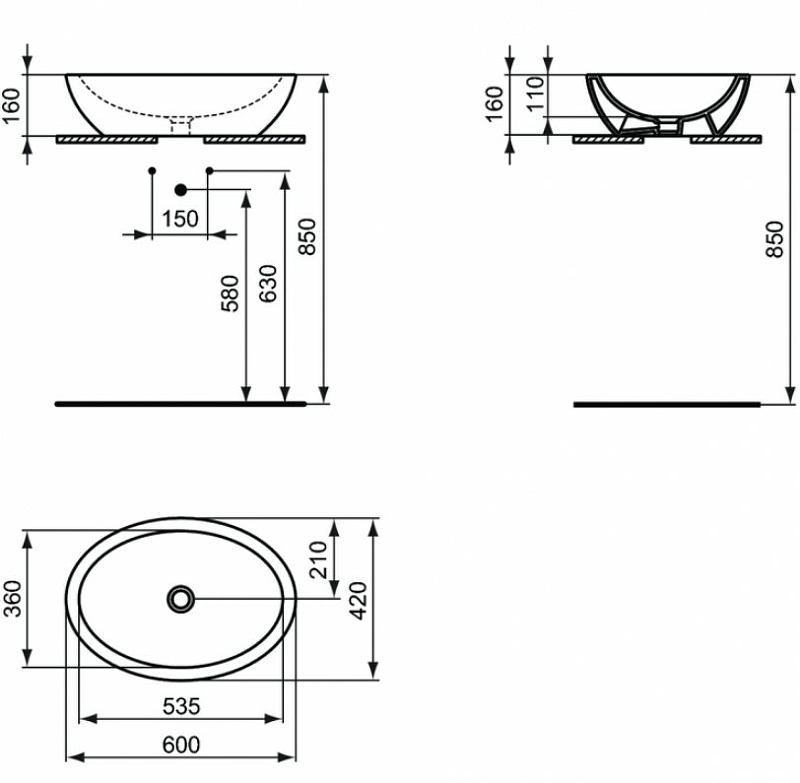 Раковина-чаша Ideal Standard Strada 60 K078401 Euro White от магазина ЛесКонПром.ру