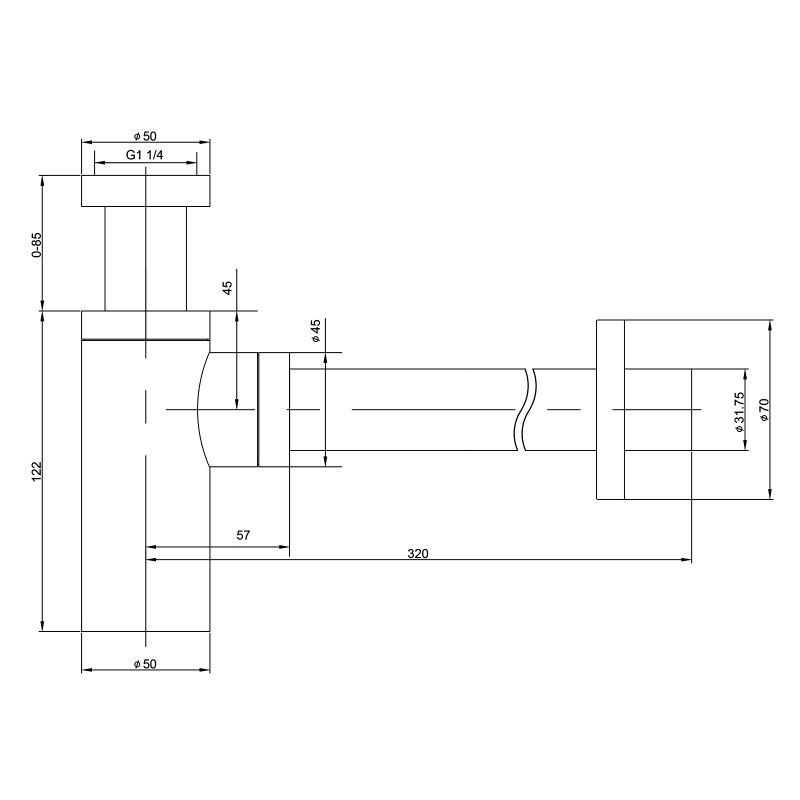 Сифон для раковины Timo 958/03L Черный матовый от магазина ЛесКонПром.ру