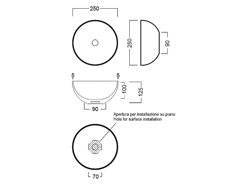 Раковина-чаша Hatria Happy Hour 25 Y5A501 Белая от магазина ЛесКонПром.ру