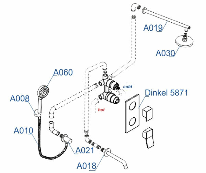 Душевая система WasserKRAFT Dinkel A175819 Хром от магазина ЛесКонПром.ру