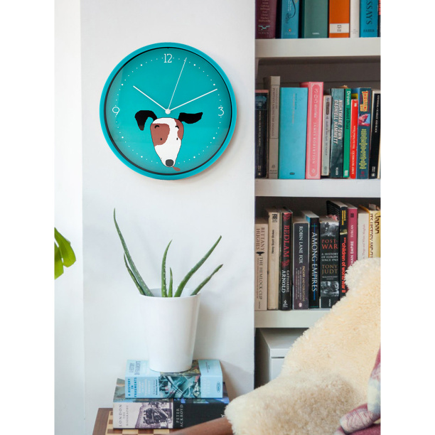 Часы настенные круглые Щенок d25 см бирюзовые от магазина ЛесКонПром.ру