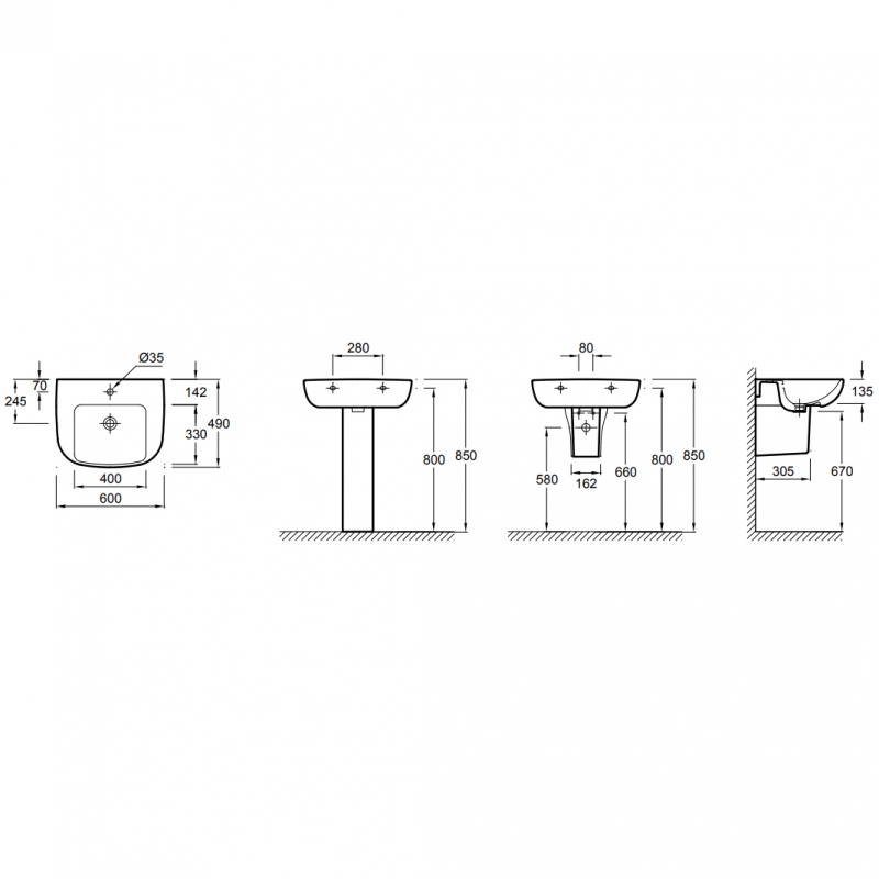 Раковина Jacob Delafon Odeon Up 60 E4736-00 Белая от магазина ЛесКонПром.ру