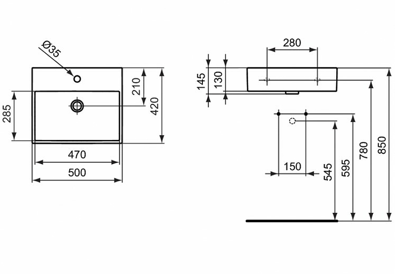 Раковина Ideal Standard Strada 50 K077701 Euro White от магазина ЛесКонПром.ру