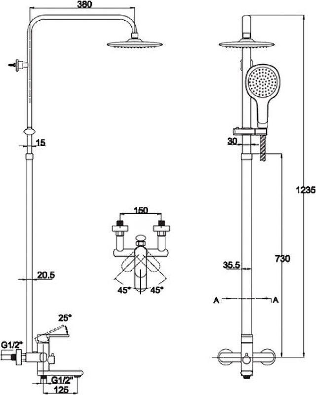 Душевая система Kaiser Arena 33182 Хром от магазина ЛесКонПром.ру