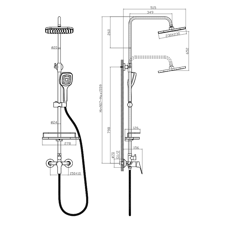 Душевая система Rossinka RS29-45 Хром от магазина ЛесКонПром.ру