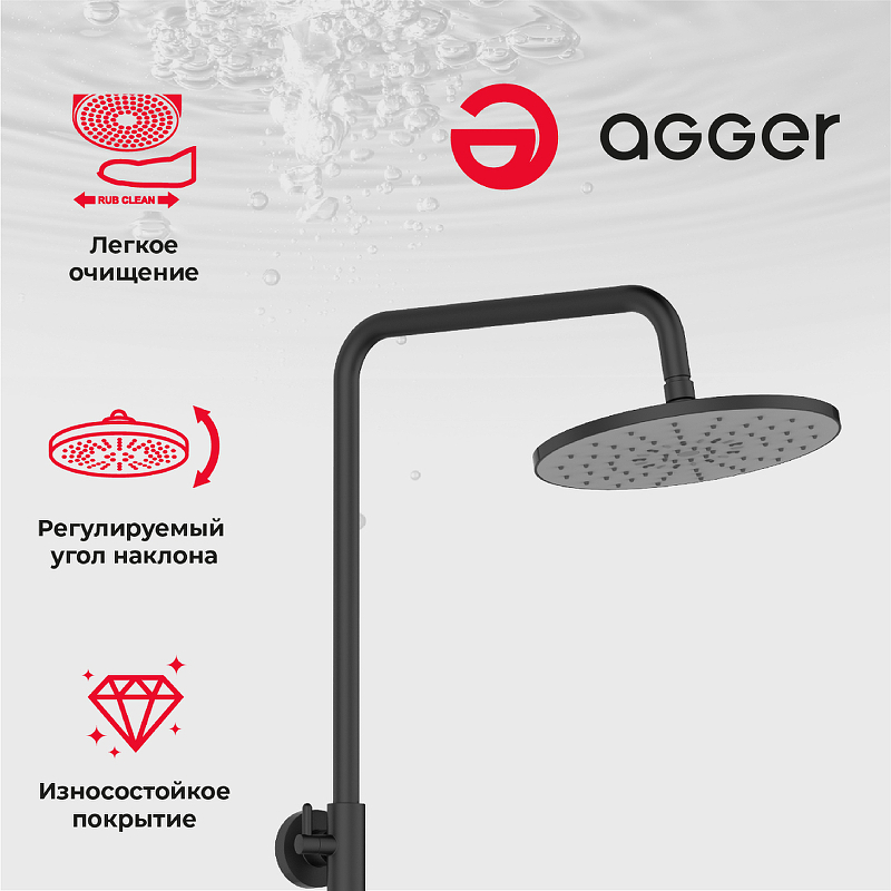 Душевая система Agger Thermo A2461144 Черная от магазина ЛесКонПром.ру