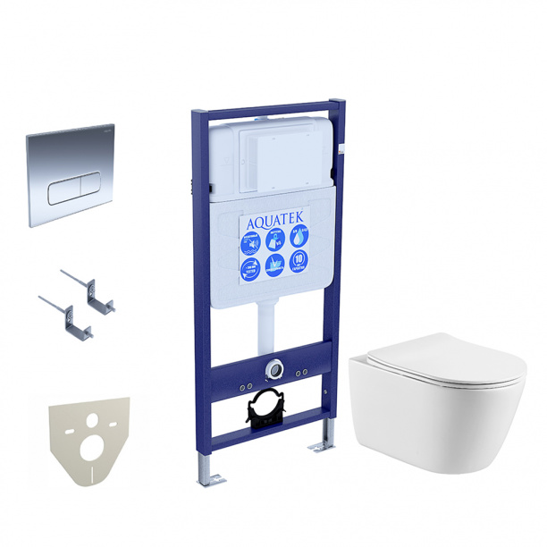 Инсталляция Aquatek Оберон с унитазом, сиденьем, кнопкой хром от магазина ЛесКонПром.ру