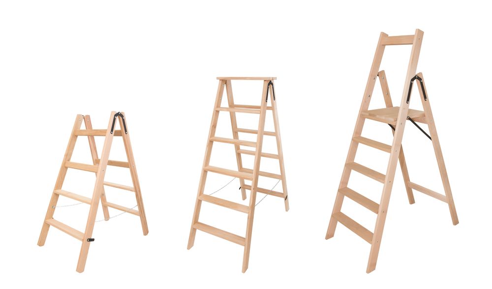 Стремянка двухсторонняя деревянная со ступенями и перекладинами Hoz-Block Альпинист 2х6 ступеней (арт. СДДА-6) от магазина ЛесКонПром.ру