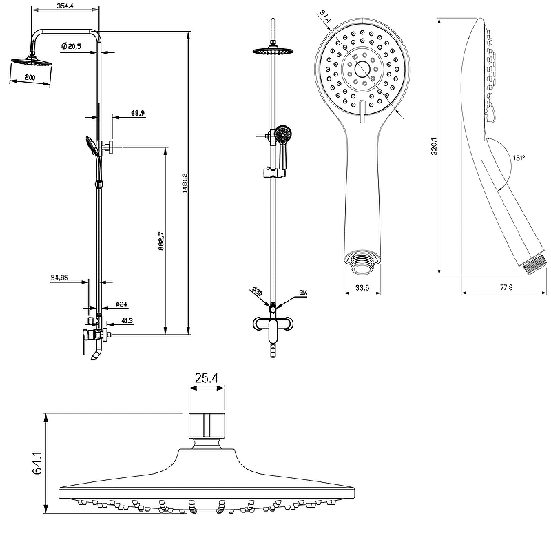 Душевая система Milardo Helic HELSB1FM06 Хром от магазина ЛесКонПром.ру