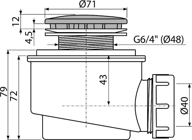 Сифон для душевого поддона Alcaplast A47CR-50 Хром от магазина ЛесКонПром.ру